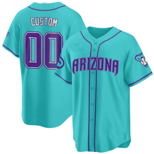 Custom A.Diamondbacks Teal Purple Game Jersey 篓C Stitched Baseball Jerseys