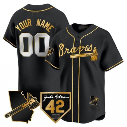 Custom A.Braves Robinson & Georgia Patch Vapor Premier Limited 篓CStitched Baseball Jerseys