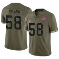 B.Bills #58 Matt Milano Player Salute To Service Olive Football Jerseys