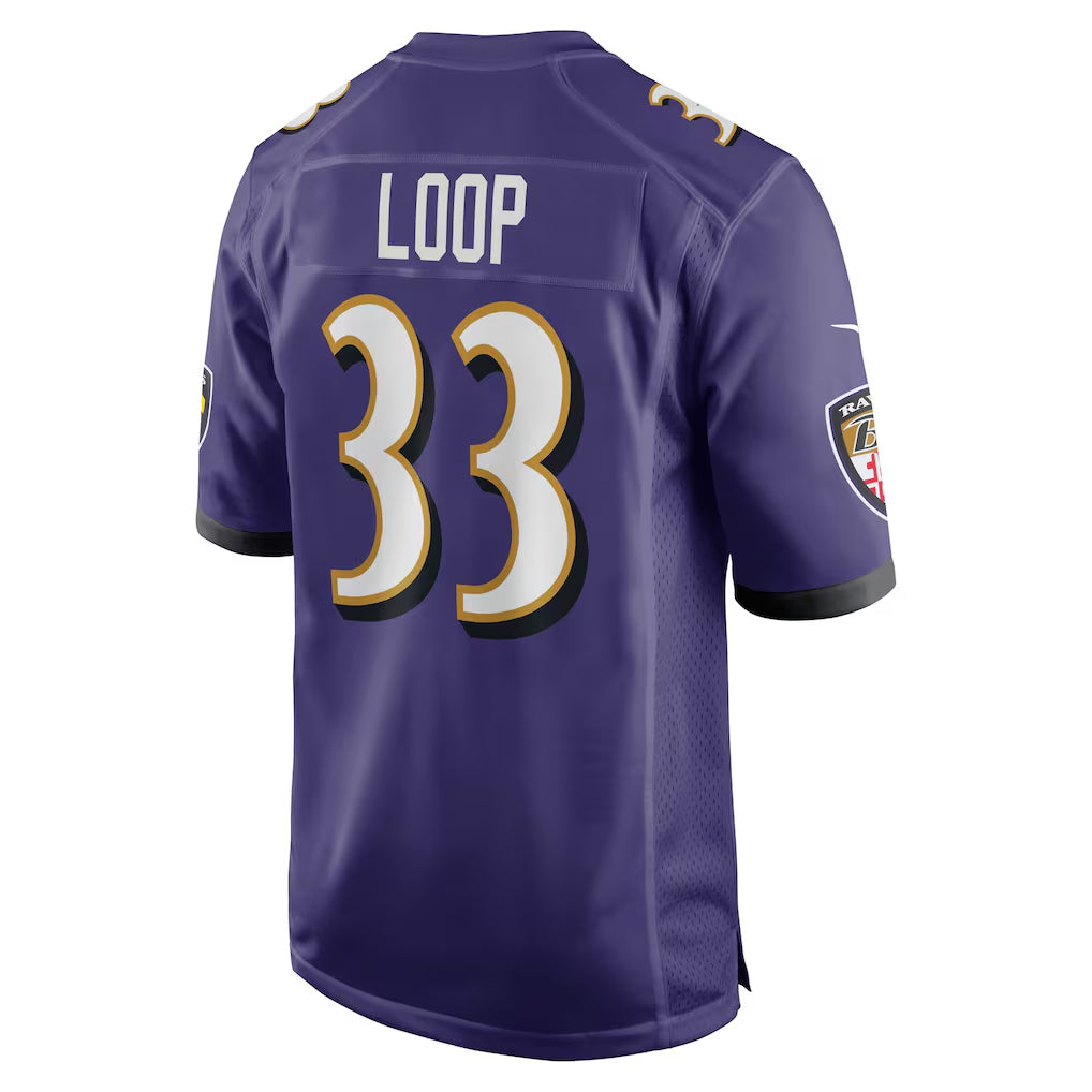 B.Ravens #33 Tyler Loop Player Purple Home Game Football Jerseys