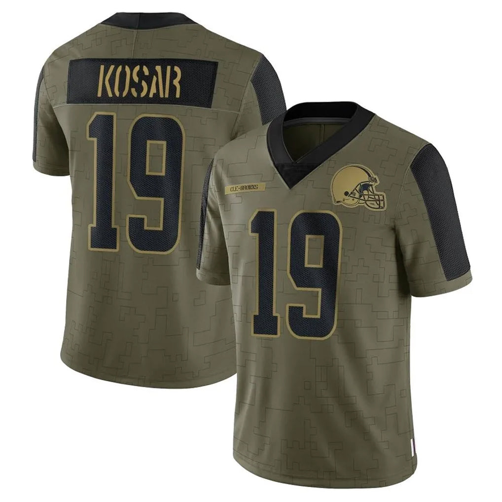 C.Browns #19 Bernie Kosar Player Olive Salute To Service Limited Football Jerseys