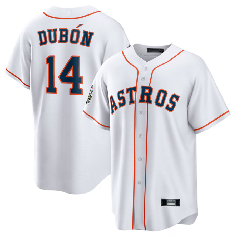 H.Astros #14 Mauricio Dub隆搂?n Player White Home Replica Baseball Jerseys