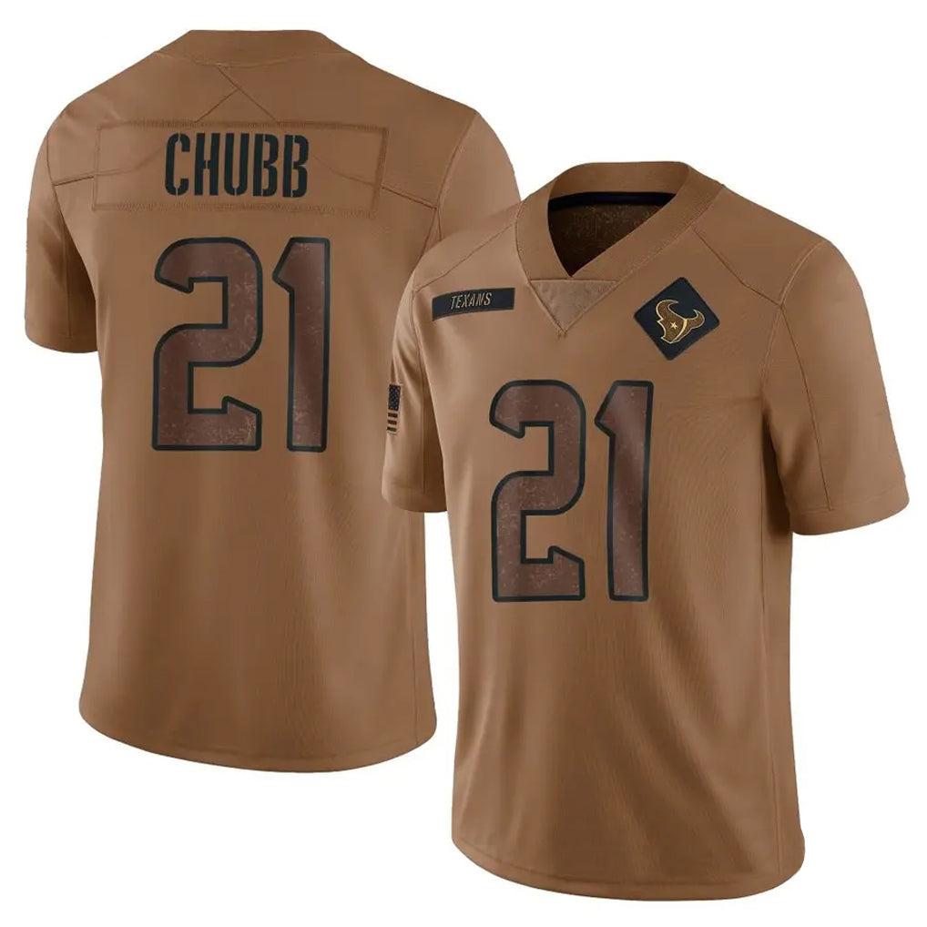 H.Texans #21 Nick Chubb Player Brown Salute To Service Limited Football Jerseys