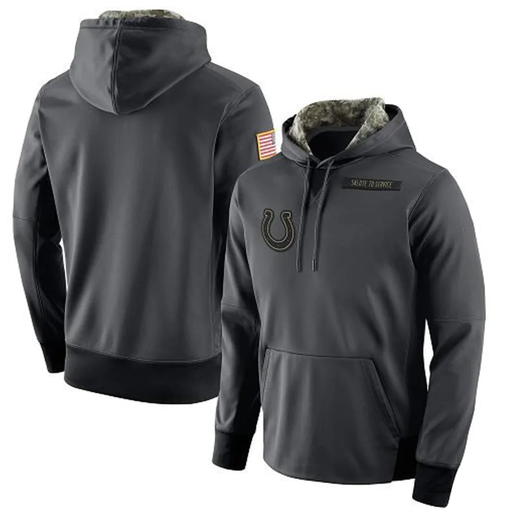 IN.Colts Gray Salute To Service Hoodies Game Player Football Jerseys