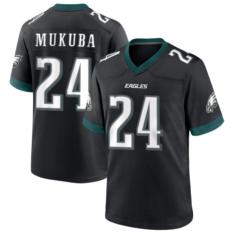 P.Eagles #24 Andrew Mukuba Player Black Home Game Football Jerseys