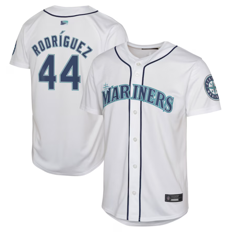 S.Mariners #44 Julio Rodr隆搂aguez Player White Home Limited Baseball Jerseys