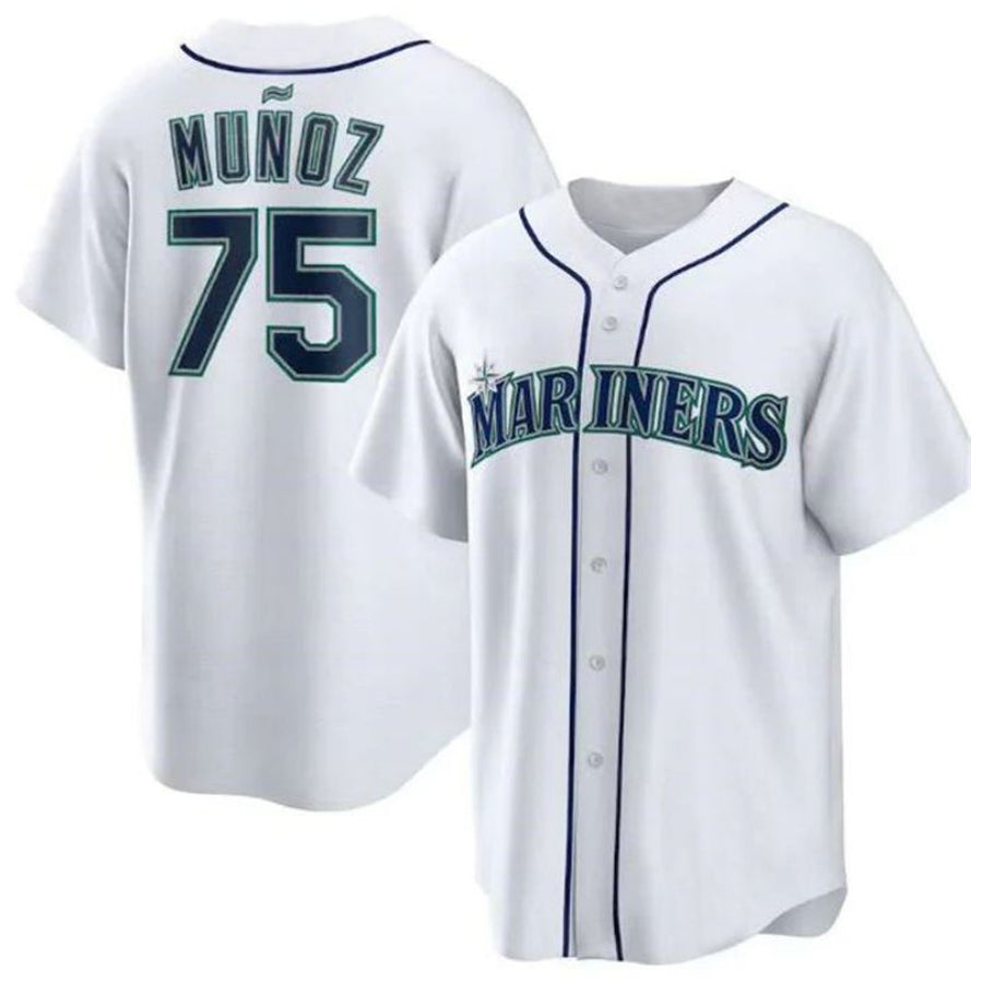 S.Mariners #75 Andr隆搂|s Mu?oz Player White Home Replica Baseball Jerseys