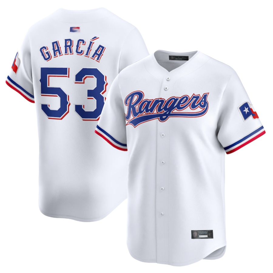 T.Rangers #53 Adolis Garc隆搂aa Player White Home Limited Baseball Jerseys